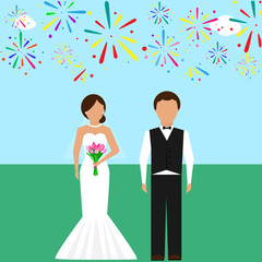 Isolated bride and groom