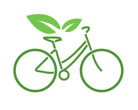 logo bicicletta verde ecologica vettoriale