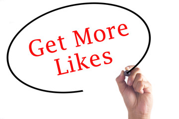 Hand writing Get More Likes on transparent board