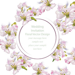 Spring delicate flowers bouquet card background. Beautiful Postcard for Weddings, Birthday, Anniversary. Vector illustration