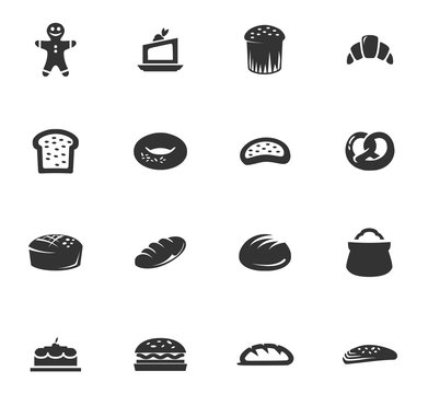 Bakery products icons set