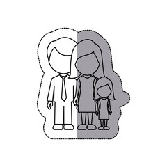 silhouette family with their dougther icon, vector illustraction design