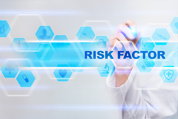 Medical doctor drawing risk factor on the virtual screen.