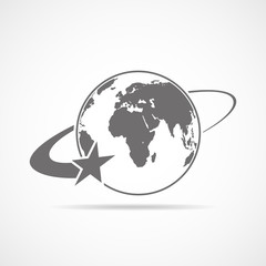 Star flying around the globe. Vector illustration