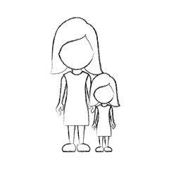 figure woman with her daughter, vector illustraction design