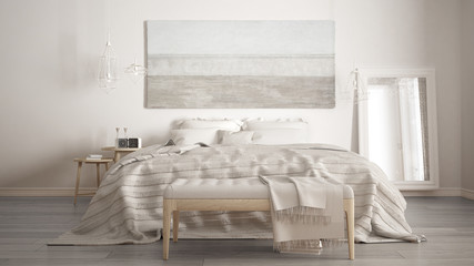 Classic bedroom, scandinavian modern style, minimalistic interior design, close-up
