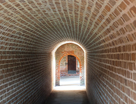 Extreme Depth Of Field Photo Of Tunnel In Civil War Era Fort