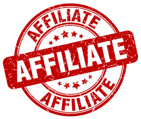 affiliate red grunge round vintage rubber stamp