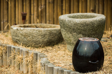 The traditional Korean pottery clay jugs.