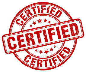 certified red grunge round vintage rubber stamp