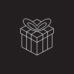 Gift box line icon, outline vector logo illustration, linear pictogram isolated on black. Present symbol