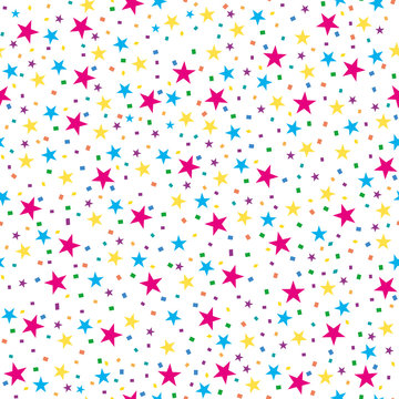 Abstract seamless pattern with colored stars. Vector illustration. © chekman