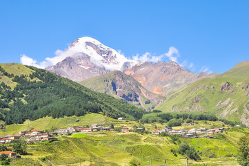 Village at the foot of Mount Kazbek