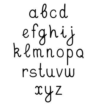 Vector hand written alphabet on white background.