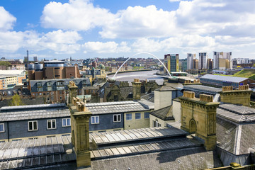 Newcastle City Skyline with the Millennium Bridge in the distance.