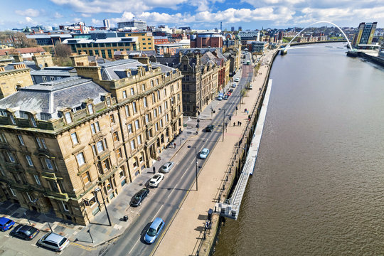  Aerial views of the Quayside at Newcastle Upon Tyne.