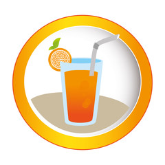 colorful circular frame with cocktail drink with lemon slice vector illustration