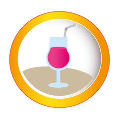 colorful circular frame with cocktail drink vector illustration