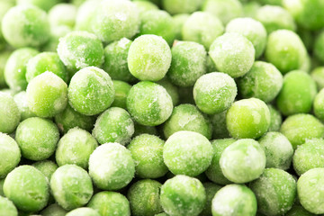 Vegetable food background, healthy vegetarian natural meal. Fresh frozen peas