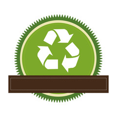 green circular frame with recycling symbol and banner vector illustration