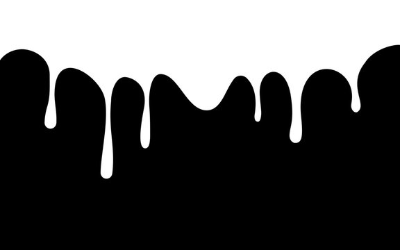 white paint drips. ink flow down. black background. vector illustration