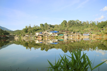 Fototapeta na wymiar Beautiful lake view from Ban Rak Thai,Mae Hong Son ,Northern of thailand