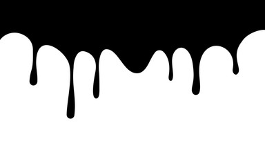black paint drips. ink flow down. white background. vector illustration