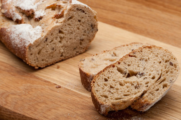 loaf of bread on wooden table