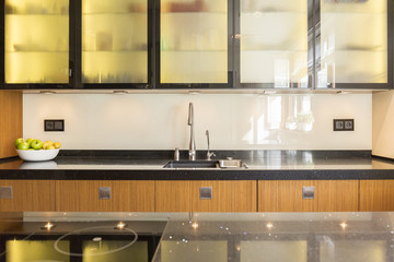 Wooden units in the kitchen