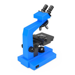 Blue Modern Laboratory Microscope. 3d Rendering