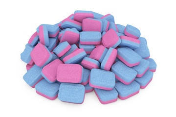Closeup Heap of Dishwasher Tablets. 3d Rendering