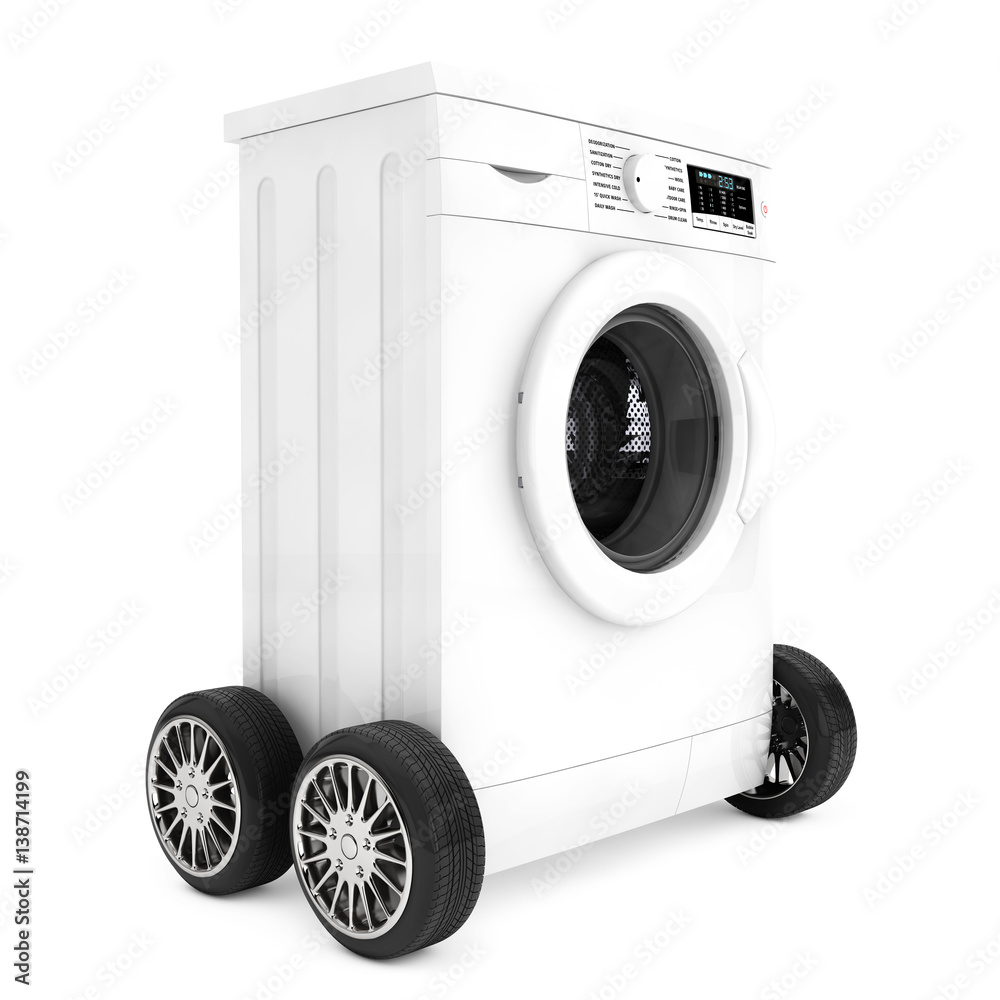 Aufkleber modern washing machine on wheels. 3d rendering