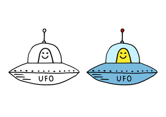 UFO drawing on white background