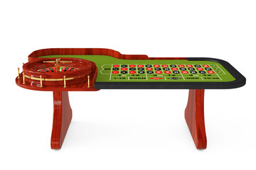 Classic Casino Roulette Table. 3d Rendering