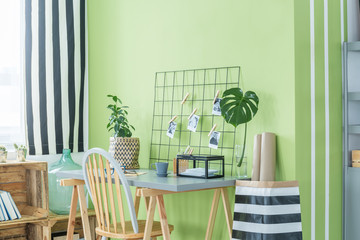 Home office with green plants
