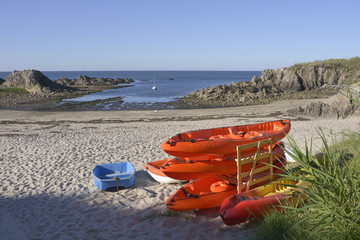 Beach and small boats at Le Pouliguen in Pays de la Loire region in western France