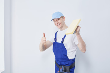 Young construction worker at work