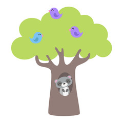 Fairy forest, flat vector illustration, clip art