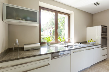 Bright kitchen with modern eguipment