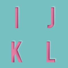 Paper Cutout Letters Realistic 3d Template Design Mock Up Vector Illustration