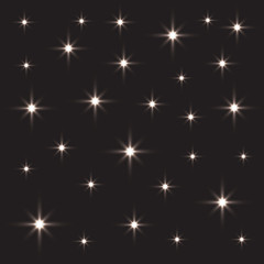 Fototapeta na wymiar abstract white bright stars of different sizes. starry sky. space. dark black background. vector illustration.