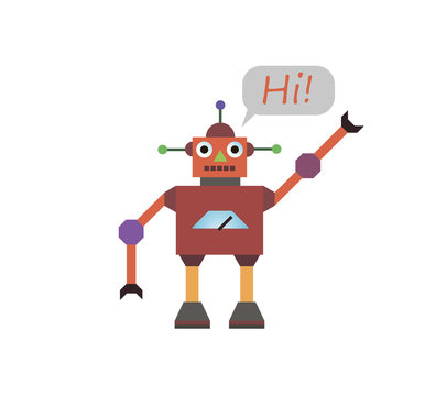 Robot with text HI!