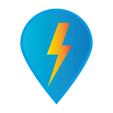 Mark icon pointer gps with lightning icon vector illustration