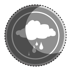 sticker monochrome circular frame with silhouette rainy cloud icon vector illustration