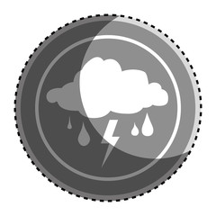 sticker monochrome circular frame with silhouette rain storm weather icon vector illustration