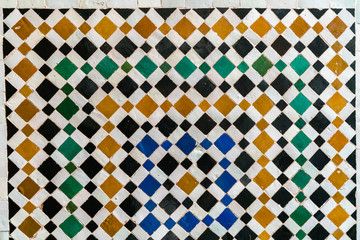 Handmade moroccan mosaic in Bahia Palace - Marrakesh, Morocco