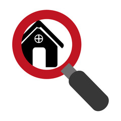 magnifying glass with with zoom silhouette house vector illustration