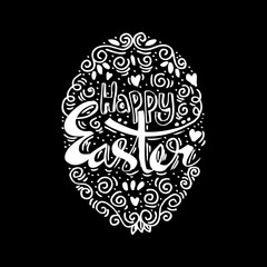 Happy Easter greeting Card, hand-drawing Lettering. 