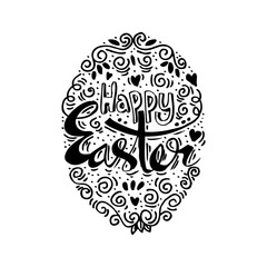 Happy Easter greeting Card, hand-drawing Lettering. 