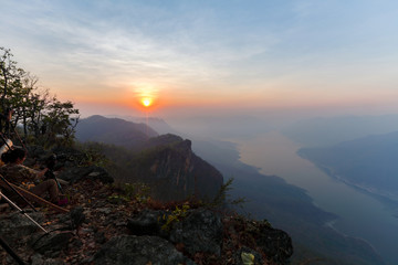 Mae Ping National Park at sunrise, Pha dang luang view point, Li, Lamphun, Thailand